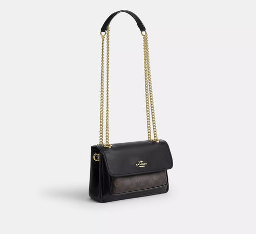 Elodie Crossbody Bag 18 In Signature Canvas Walnut Black Coach