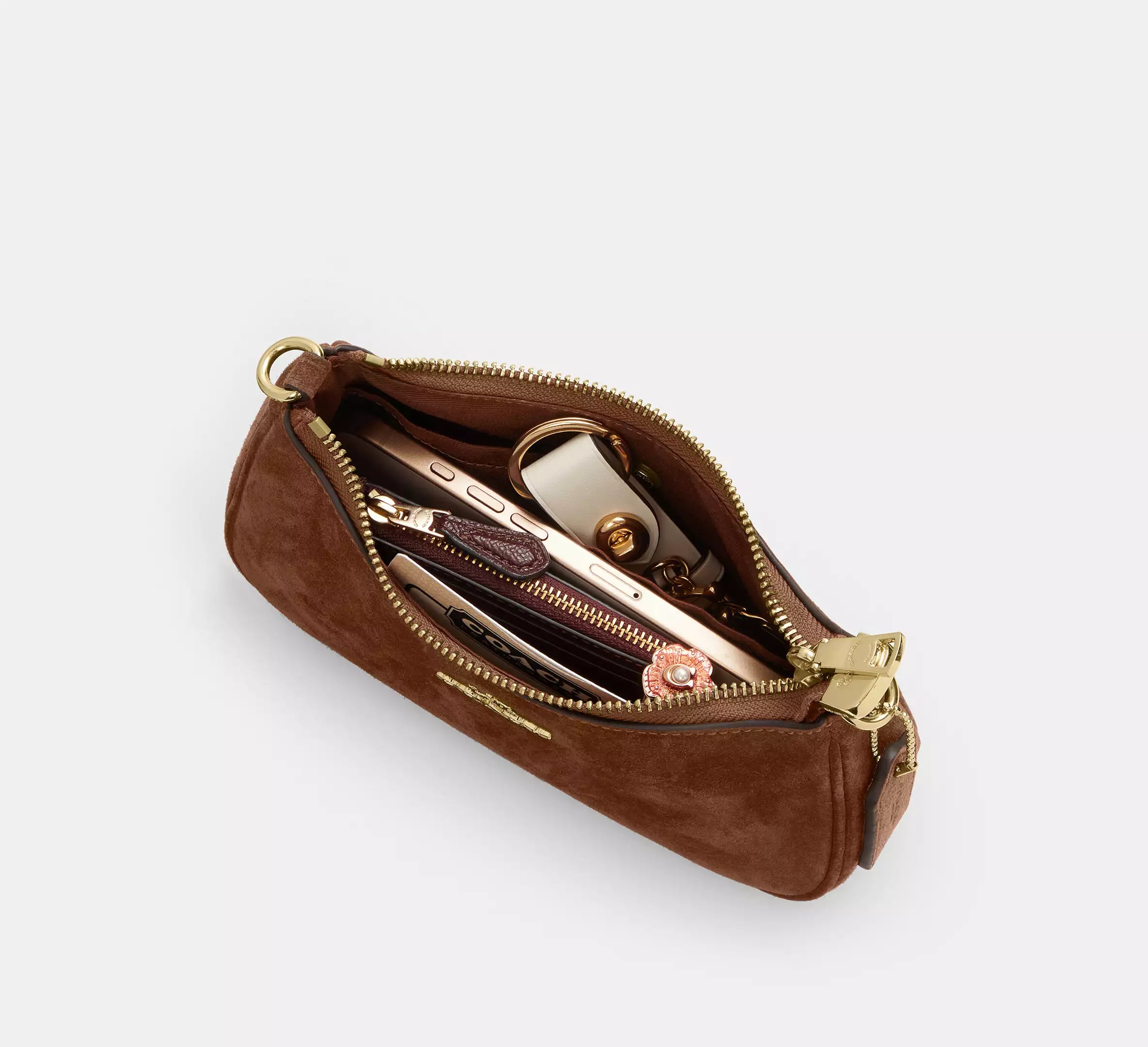 Teri Mini Crossbody Bag Suede Warm Brown Coach