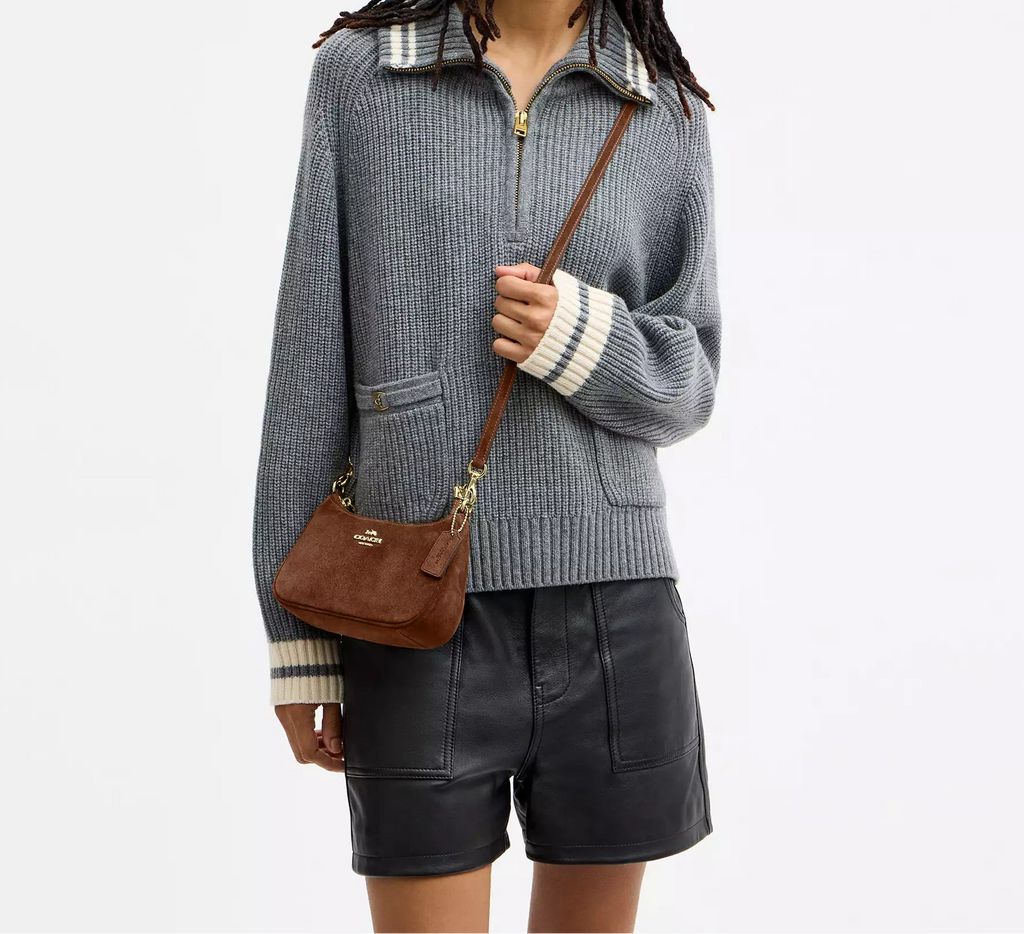 Teri Mini Crossbody Bag Suede Warm Brown Coach