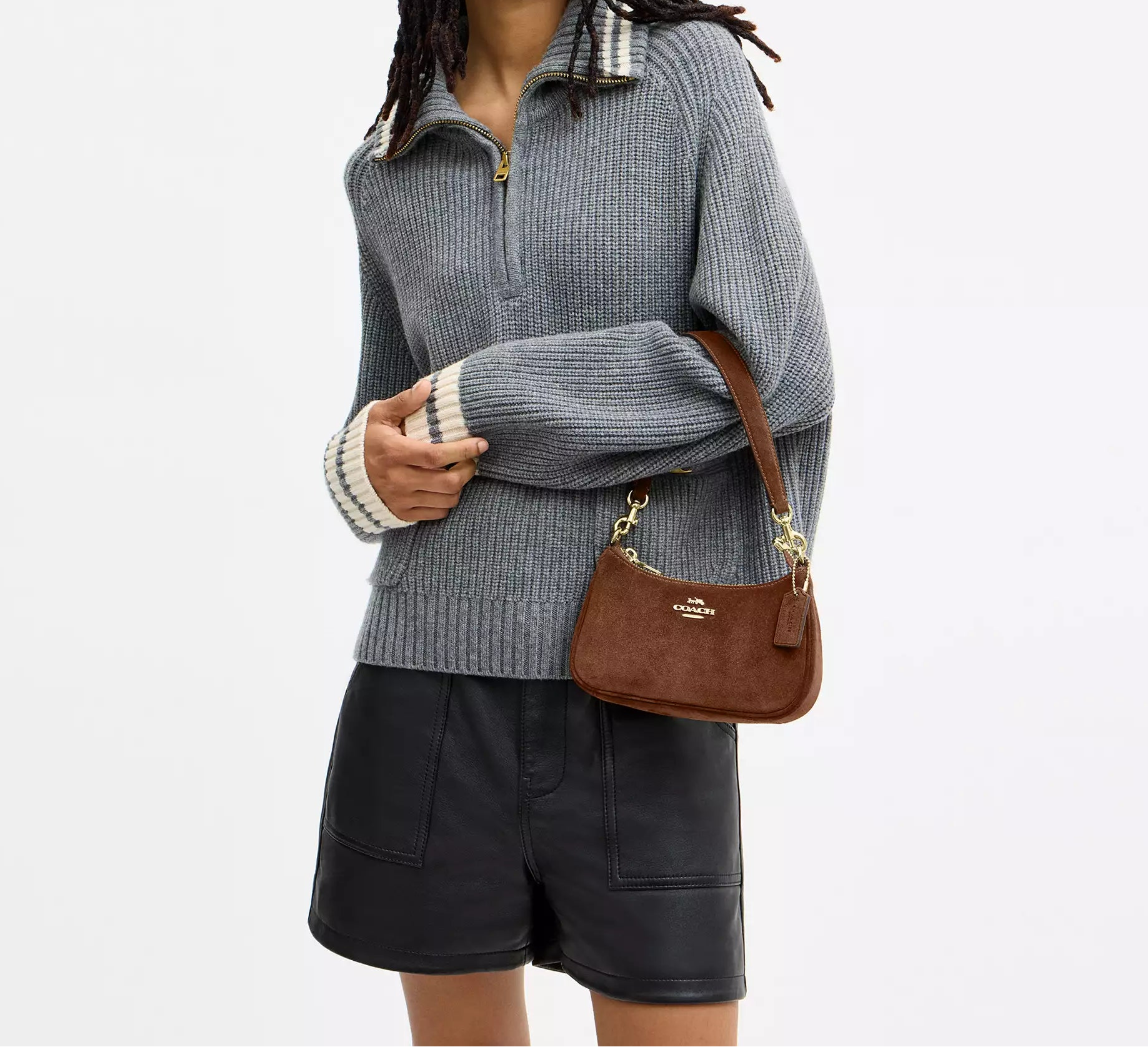 Teri Mini Crossbody Bag Suede Warm Brown Coach