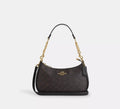 Teri Shoulder Bag In Signature Canvas Walnut Black Coach