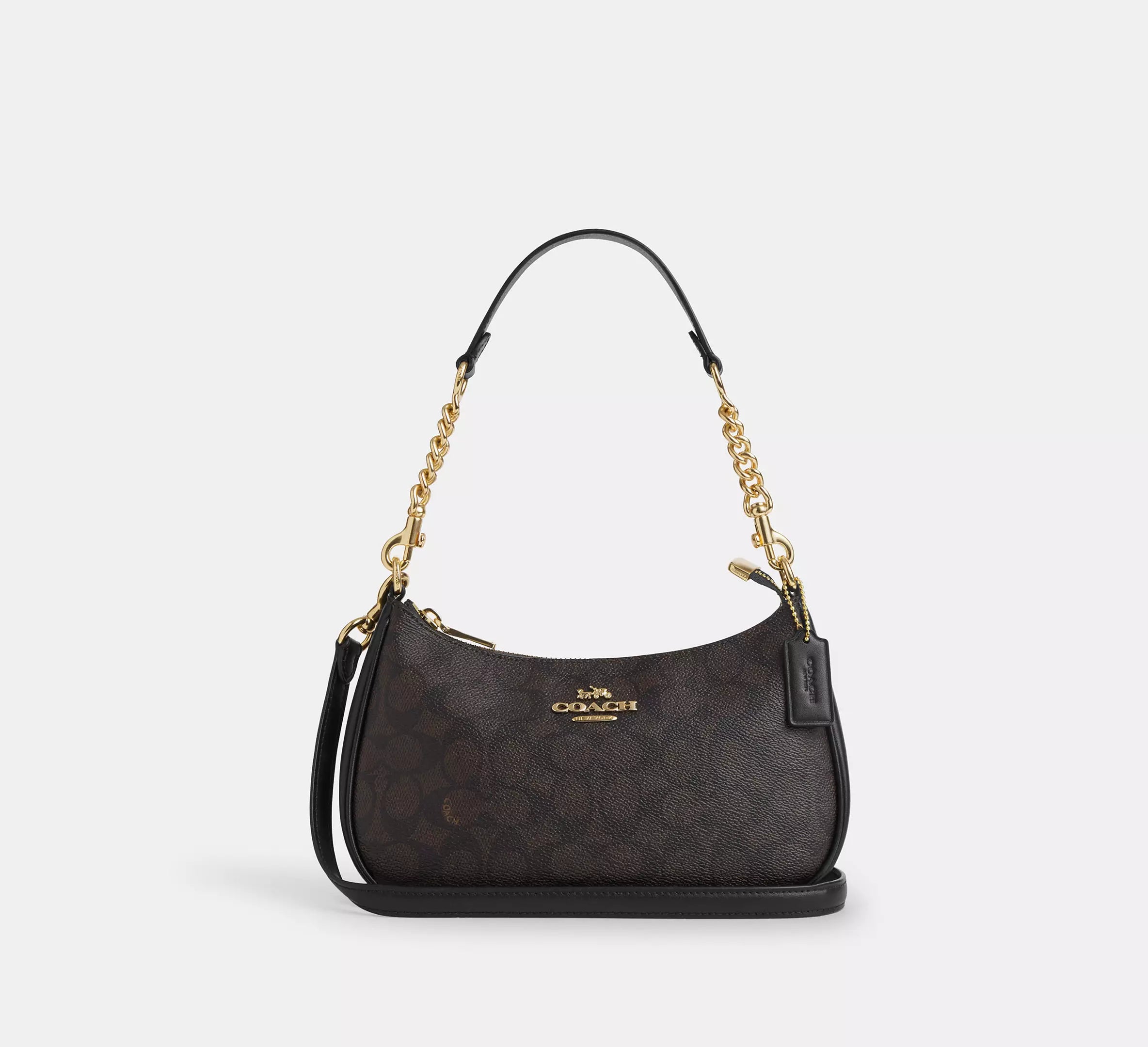Teri Shoulder Bag In Signature Canvas Walnut Black Coach