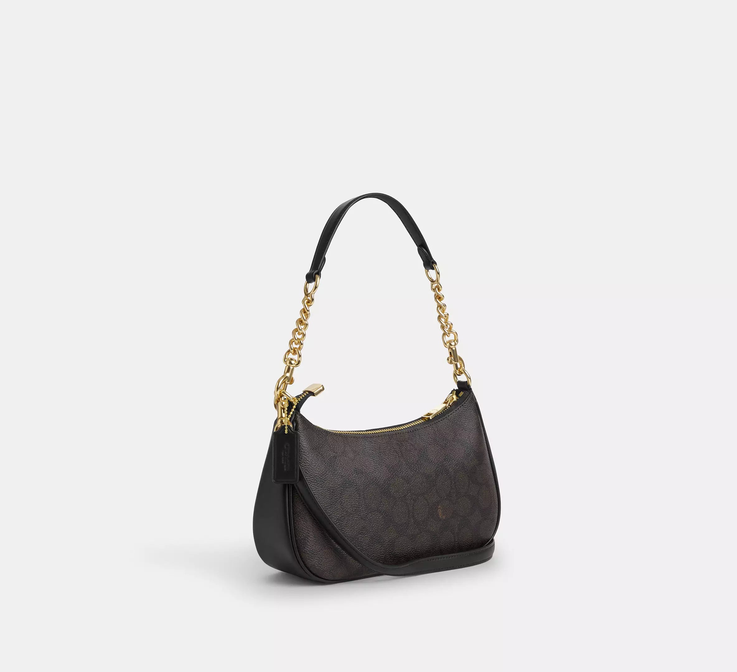 Teri Shoulder Bag In Signature Canvas Walnut Black Coach