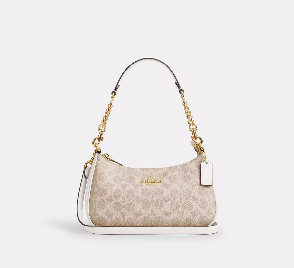 Teri Shoulder Bag In Signature Canvas Sand Chalk Coach