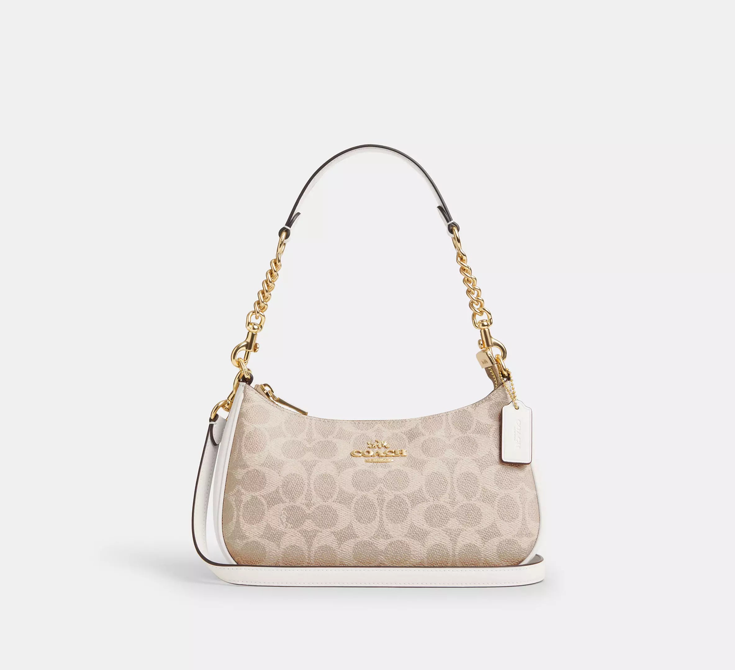 Teri Shoulder Bag In Signature Canvas Sand Chalk Coach