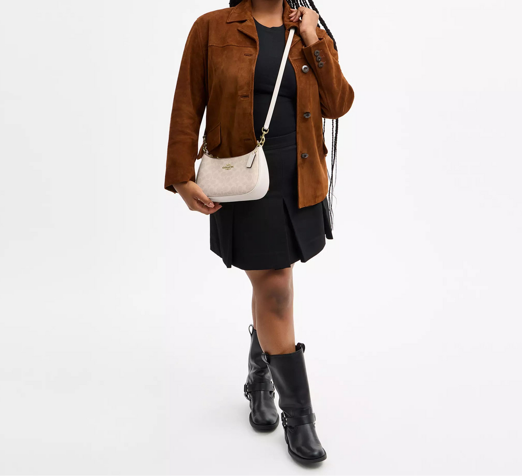 Teri Shoulder Bag In Signature Canvas Sand Chalk Coach