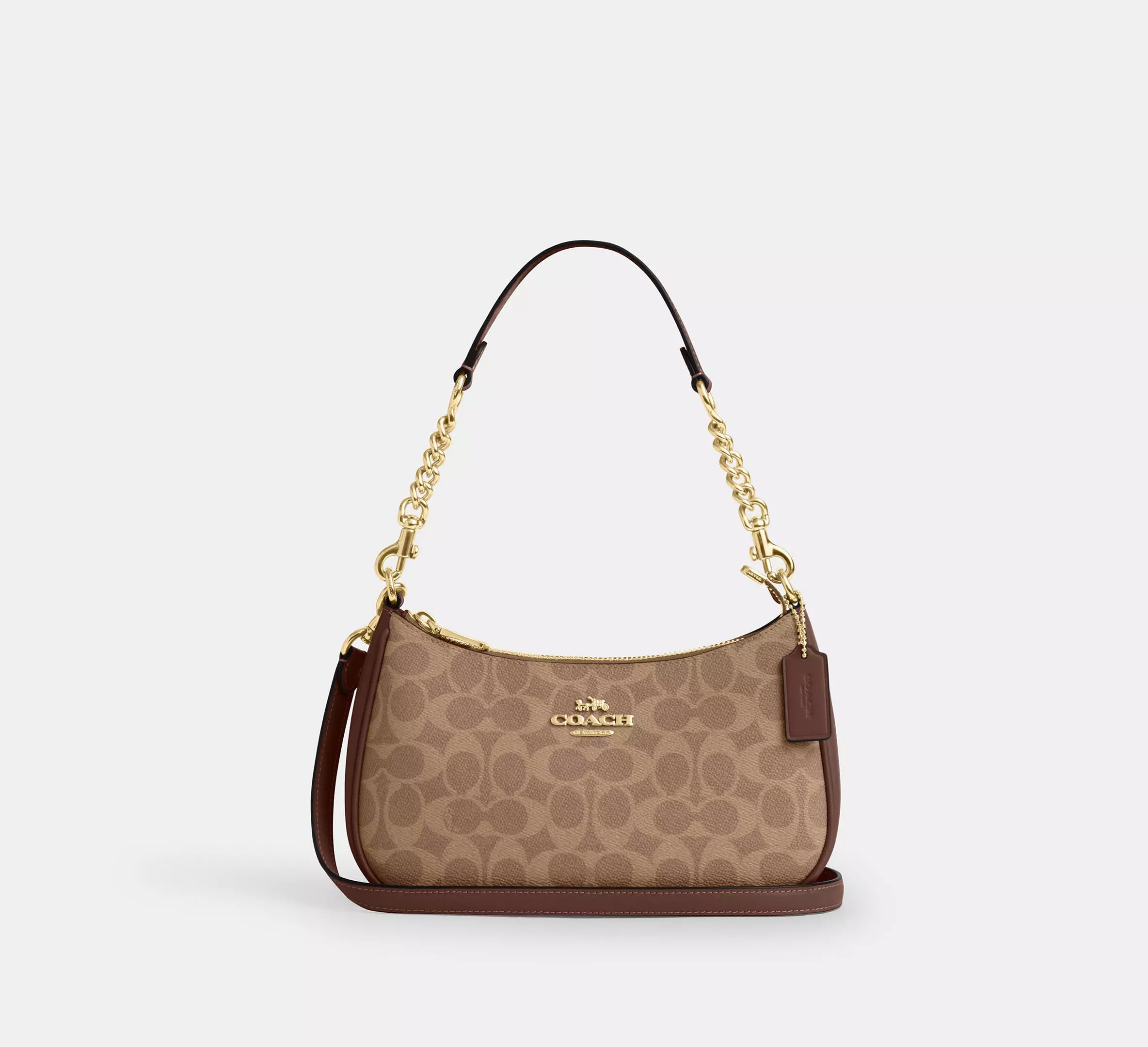 Teri Shoulder Bag In Signature Canvas Tan Brown Coach