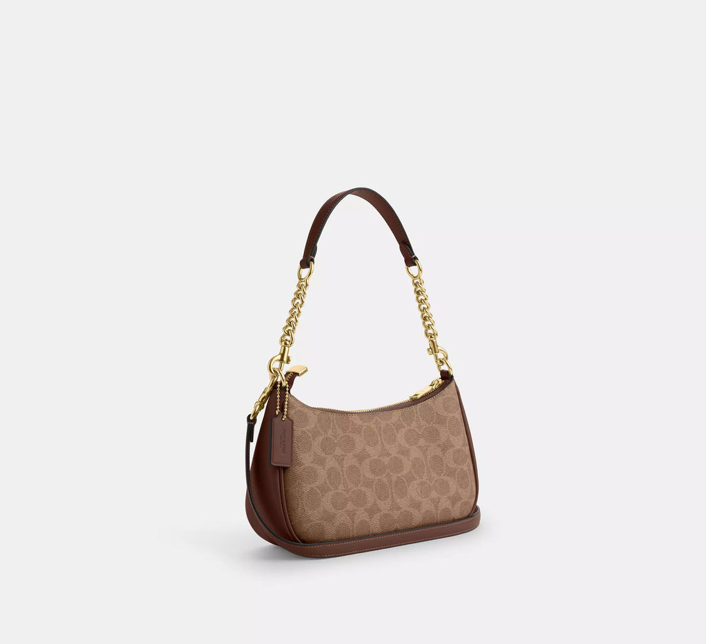 Teri Shoulder Bag In Signature Canvas Tan Brown Coach