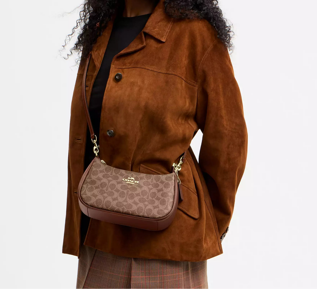 Teri Shoulder Bag In Signature Canvas Tan Brown Coach